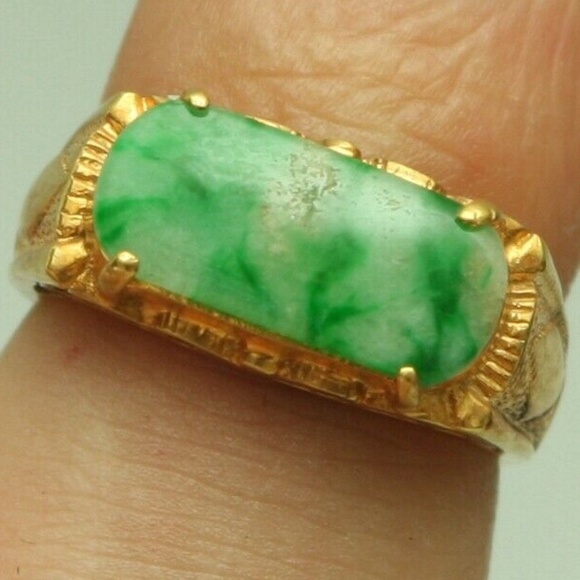 Cert'd Genuine Untreated Green A Jadeite Jade 925 Silver US 6 Ring - Picture 10 of 12